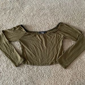 GREEN LONG SLEEVED CROP TOP